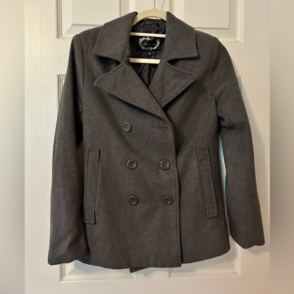 Women’s gray pea coat, size small